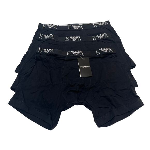 12-62 EMPORIO ARMANI Men's Boxer Briefs 100% Cotton 3-PACK Black Medium - Picture 1 of 10